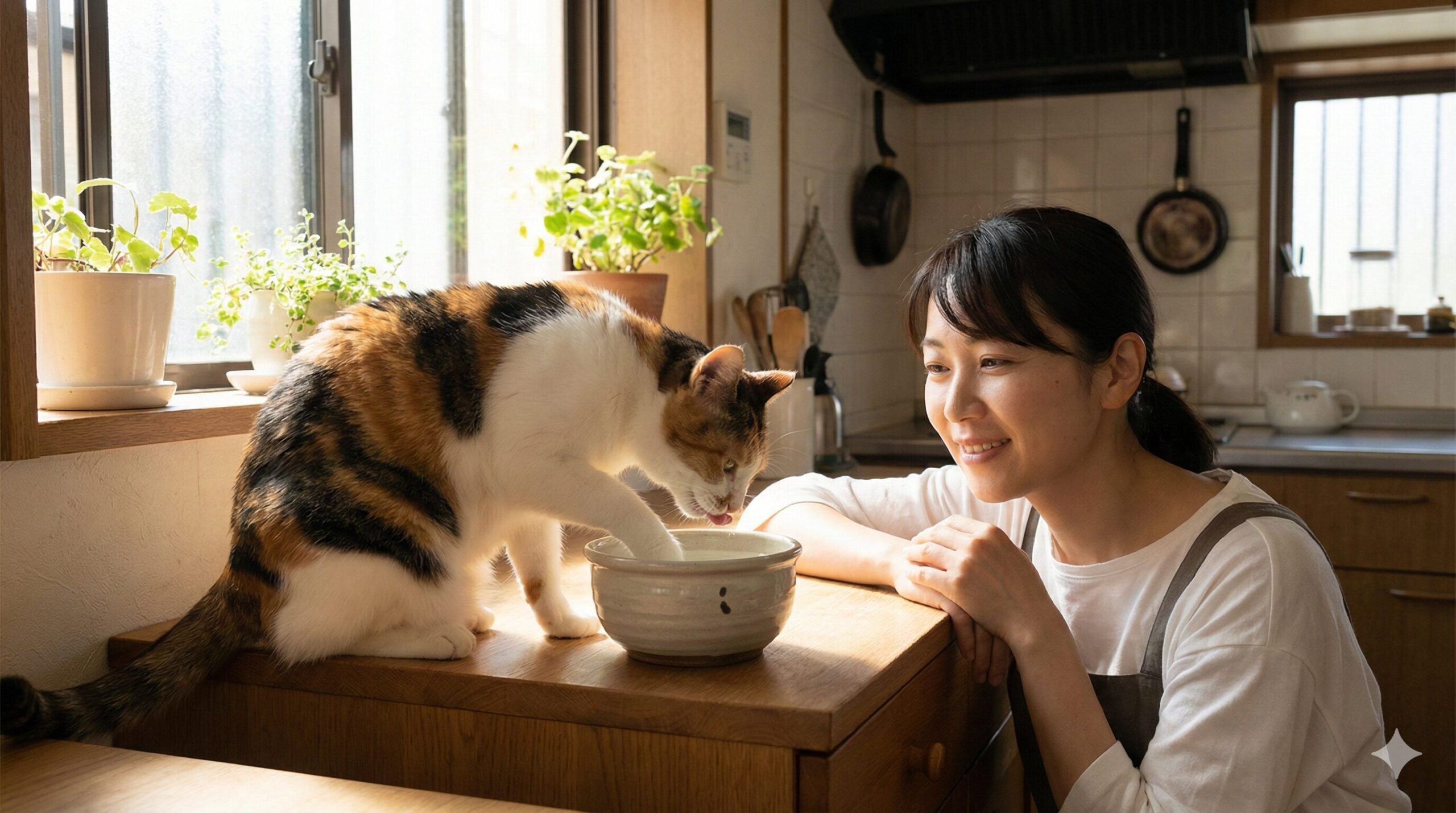 猫 水を飲む 手を使う